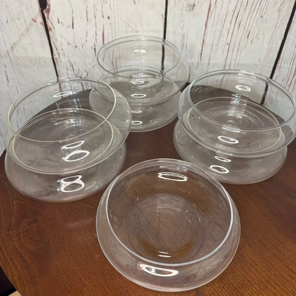 Shallow Glass Bowl Floral Vase or Terrarium 7 Pc lot Used for Table Centerpieces